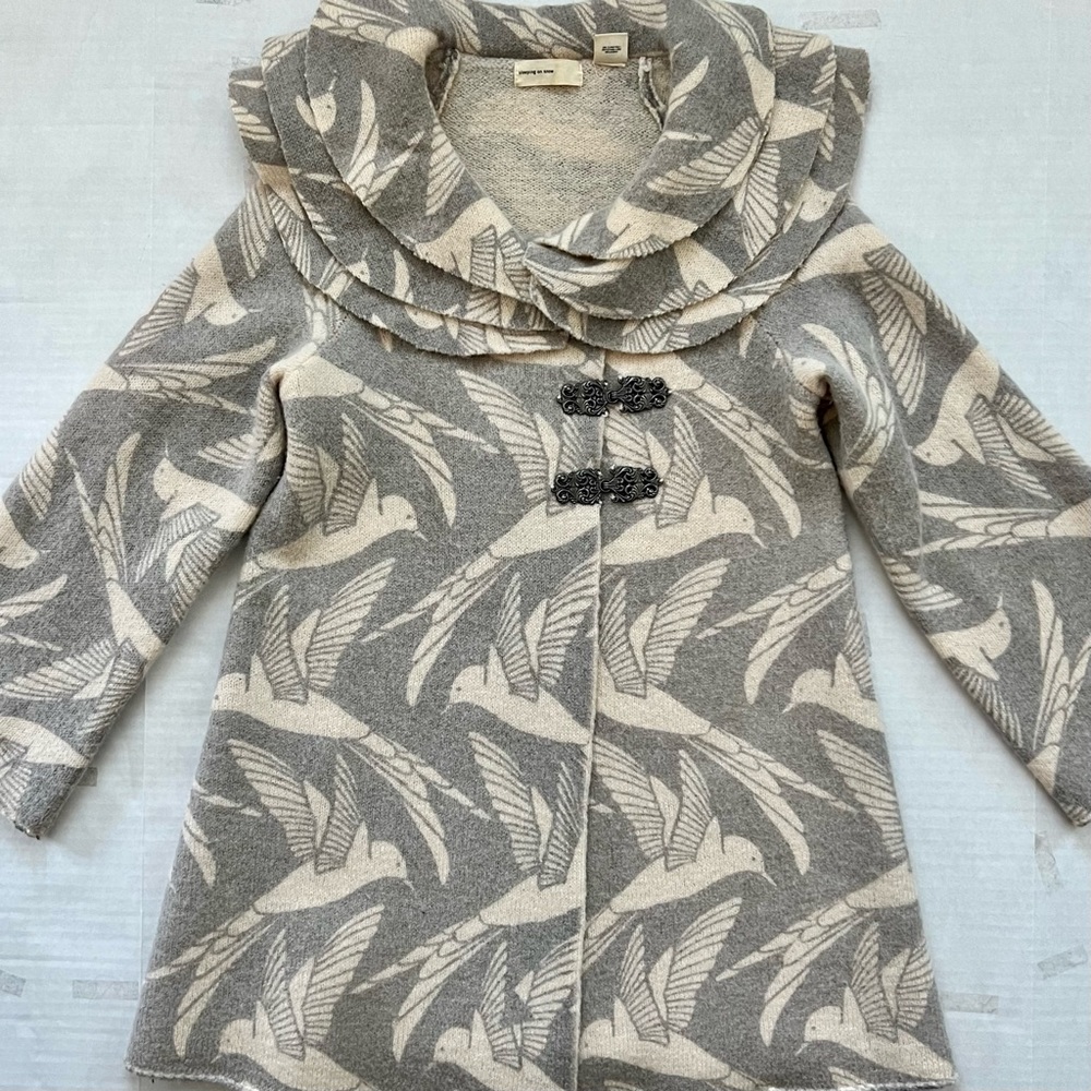 Women’s Anthropologie Sleeping on Snow Dove Wool Sweater Coat Pre-loved Xsmall